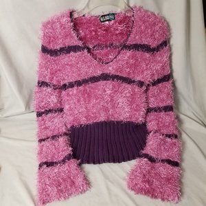 Vintage 90's ILLIG pink purple fuzzy sweater goth punk alternative